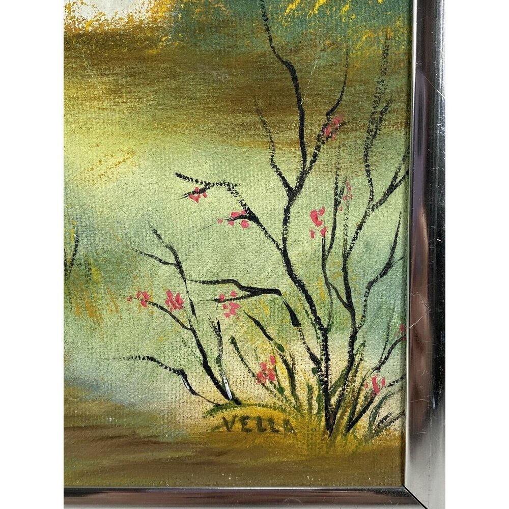 Original Acrylic on Canvas Country Pathway To Church By Vella 1993 Framed - Picture 4 of 10